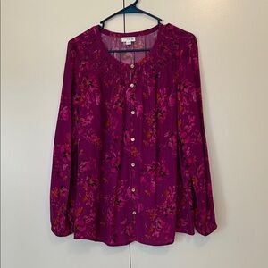 J. Jill Magenta Floral Blouse